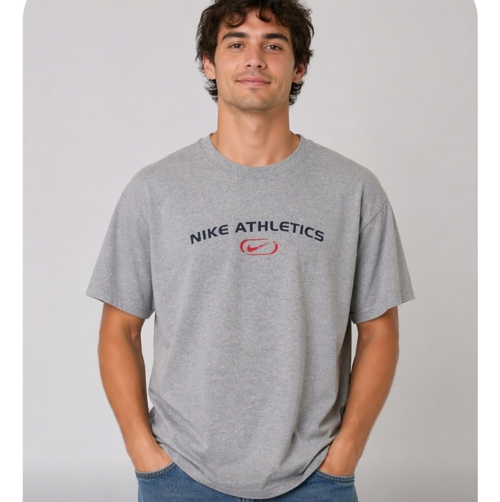 Vintage NIKE .Athletics Graphic T Shirt Grey XL